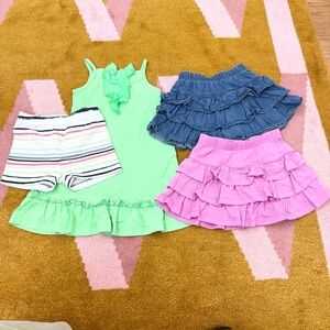 Hanna Andersson Girls Bundle Size 100 (4T) Ruffle Dress, Skirts & Shorts